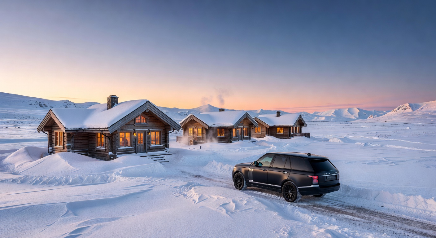 Arctic luxury package with snowy cabins and private transfer
