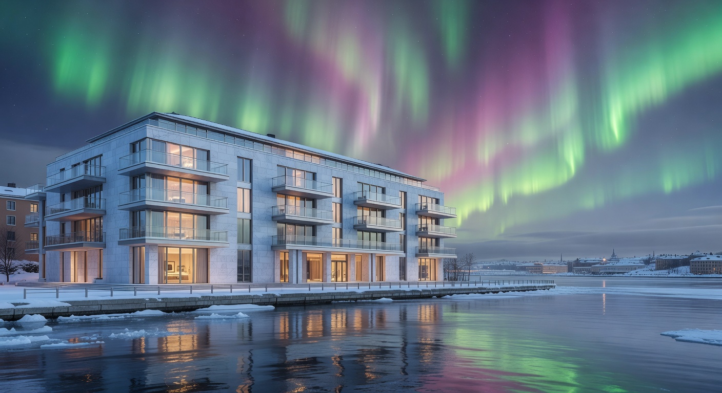Helsinki Harbor Royale modern premium hotel with waterfront balconies