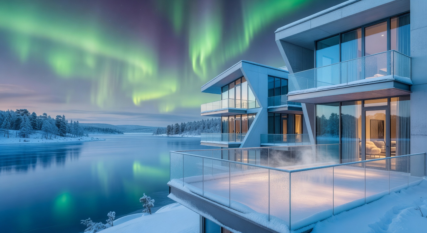 Nordic Sky Palace premium hotel room with balcony and warm interior